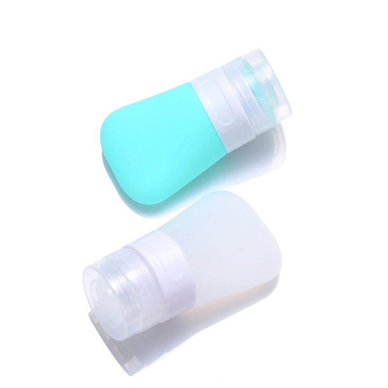 LUFEVRM 2 Pcs Silicone Travel Bottles,1.3oz Leak Proof Refillable Squeeze Containers with Transparent Carry Bag,Small Empty Travel Size Bottles for Shampoo,Conditioner,Lotion,Toiletries - Image 1